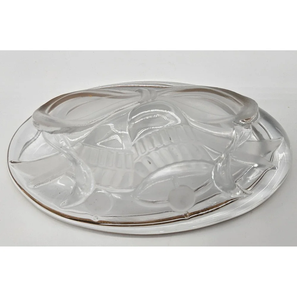 Mikasa Studio Nova Oval Glass Dish Gold Gilt Rim Bells‎ And Ribbons Design 7